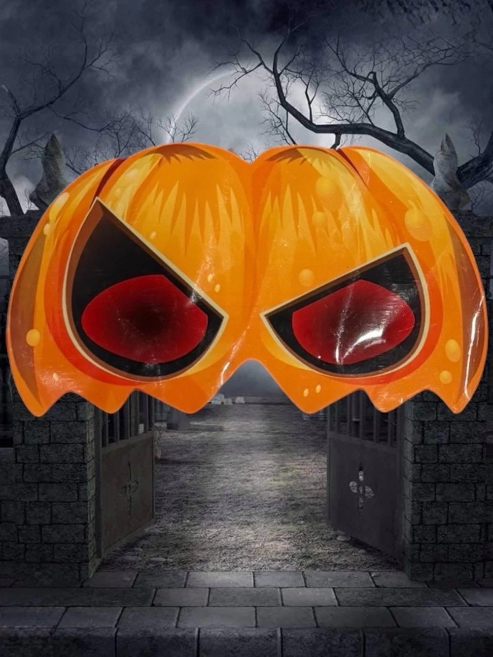 $2 Add-on | Glow Eye Mask Pumpkin / Jack-o'-Lantern Halloween Mask